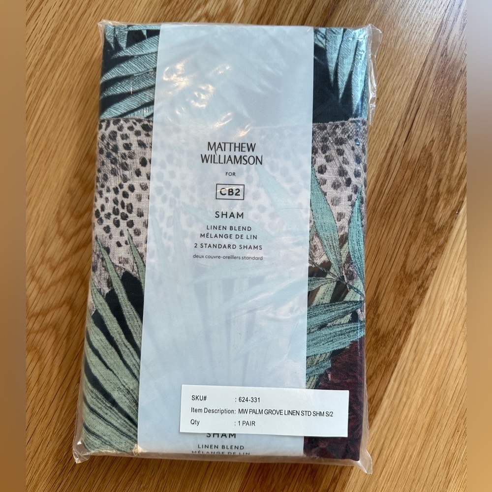 Matthew, Williamson, CB2 pillow sham; two standard shams; new unopened